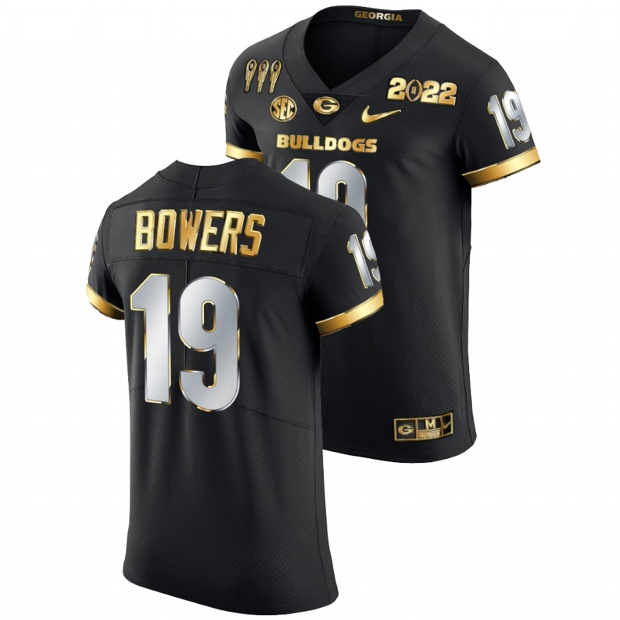 Georgia Bulldogs Men's NCAA Brock Bowers #19 Black Champions Golden Limited 3X CFP National College Football Jersey OBC6649VH